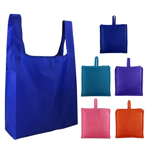 Polyester Shopping Tote Foldable Into Attached Pouch Reusable Grocery Bag