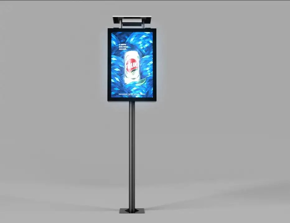 مشروع مدينة بالجملة في الهواء الطلق أثاث لمحطات الشوارع الرقمية مزدوجة من جانب ميجا علامات لوحة مع أحادي القطب صندوق إضاءة