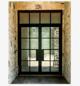 Nueva parrilla de hierro ventana diseños de puerta de hierro forjado puerta única con travesaño