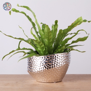 Maceta <span class=keywords><strong>de</strong></span> Cerámica Plateada Rústica para Exteriores, Diseño Resistente a Insectos, Canasta para Flores, Maceta para Jardín - Product Image 3