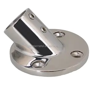 Stainless steel 316 marine hardware 60 degree boat deck handrail fittings round base