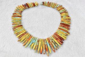 Natürlicher glatter Charme Edelstein Halskette Schlangen haut Jasper Serpentine Stone Graduierte Stick Point Perlen - Product Image 2