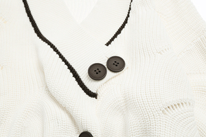 Maglione Casual Sexy con scollo a V da <span class=keywords><strong>donna</strong></span> semplice maglieria a maniche lunghe e <span class=keywords><strong>Cardigan</strong></span> con un bottone - Product Image 4
