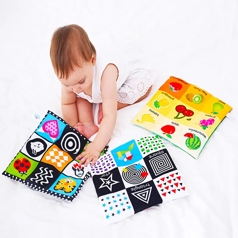 wholesale stock crinkle sound fabric book baby study educational toys L012