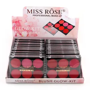 新产品 6 色 Miss Rose 美容化妆腮红霜防水天然持久腮红调色板