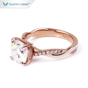 Anneau torsadé avec coussin en <span class=keywords><strong>or</strong></span> rose pour <span class=keywords><strong>femme</strong></span>, tenue de <span class=keywords><strong>mariage</strong></span> en mosaïque pure, à la mode, nouvelle collection - Product Image 3