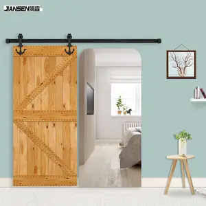 American Classic Barn Door Hanging Rail Black Carbon Steel Top Mount Sliding Barn Door Hardware Kit For Interior Door