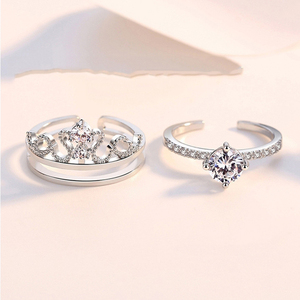 Fashion Raja Ratu Mahkota Set untuk Wanita Ulang Tahun Pesta Pertunangan Hari Valentine Hadiah Disesuaikan Cincin
