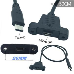 Campioni gratuiti cavo di estensione per montaggio a pannello Micro <span class=keywords><strong>USB</strong></span> tipo C <span class=keywords><strong>USB</strong></span> maschio a Micro <span class=keywords><strong>USB</strong></span> <span class=keywords><strong>femmina</strong></span> vite per l'orecchio installa l'estensione dei dati del pannello - Product Image 4