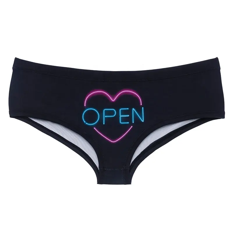 factory OEM custom open neon 3d print super soft ladies underwear panties