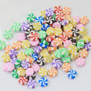 Latest Beads Design 12MM Polymer Clay Small Peppermint Starlight Mint Candy Cabochons Craft Christmas Supplies