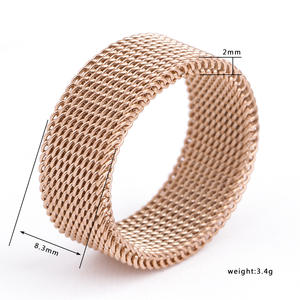 خاتم إصبع الوسط من الفولاذ المقاوم للصدأ بتصميم شبكي جديد للسيدات - Product Image 3