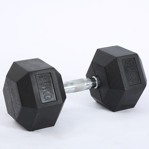 Haltère hexagonal en caoutchouc en acier massif, usine de musculation, vente en gros - Product Image 1