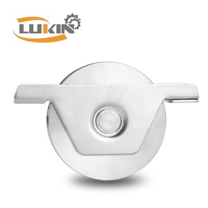 Rueda de hierro y plástico de Color plateado con accesorios y guía de rodillo de puerta corredera - Product Image 6