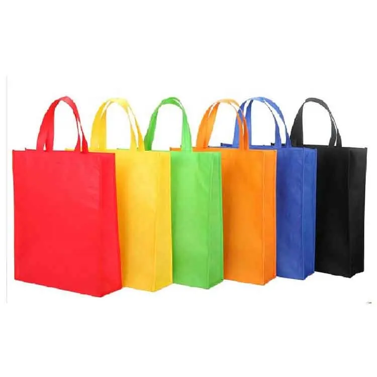 Bolsas de embalaje con asa para transportista de compras, precio de fábrica, tela no tejida de alta calidad, promoción personalizada ecológica a rayas, 1000 Uds.