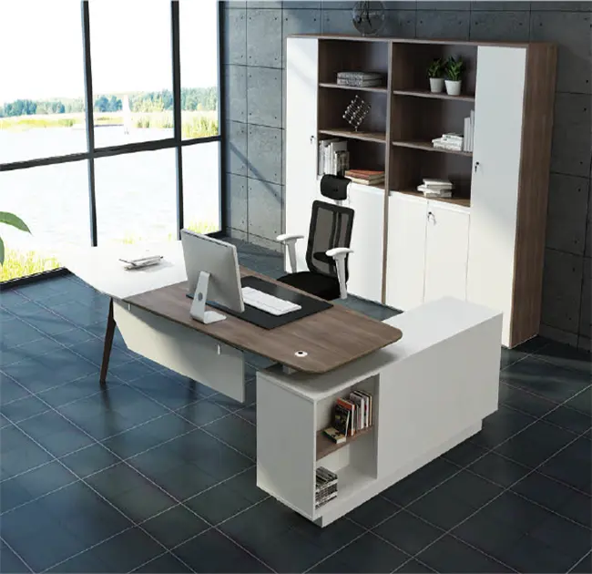 פושאן משרד שולחן חומרת חלקי l בצורת חדש דגם ספה סטי תמונות בוס מנהל מודרני שולחן משרד שולחן עיצוב