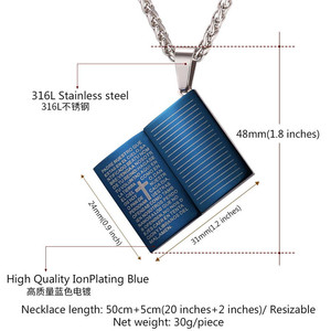 Oro nero placcato blu 316L in acciaio inox ciondolo a forma di <span class=keywords><strong>libro</strong></span> collana gioielli ciondoli e ciondoli - Product Image 5