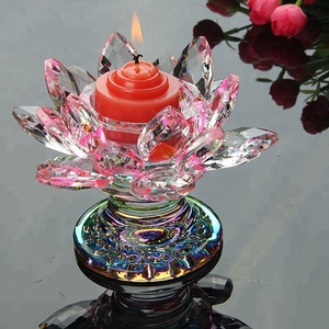 Pujiang Commerci All'ingrosso Nizza Disegni di Cristallo di Loto di Vetro Supporto di Candela di Cristallo Supporto di Candela Votiva Per La Decorazione - Product Image 5