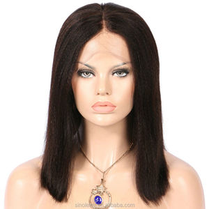 Alibaba Yaki textures court <span class=keywords><strong>Bob</strong></span> Perruques de lacet avec bébé cheveux raw cheveux Indiens Avant de Lacet - Product Image 2