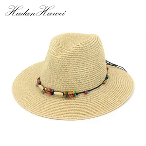 Men Women Fashion Paper Straw Decorate Fedora Hat With belt