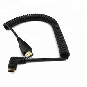 High Speed Right Bend Mini HDMI to HDMI Spring Coiled <strong>Cable</strong> Support Full HD HDTV 3D DVD PS3 <strong>PS4</strong> - Product Image 1