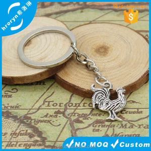 Nuevos hombres de la moda 30mm llavero DIY gallo gallo de metal titular de la cadena de la vendimia antiguo colgante de plata - Product Image 1
