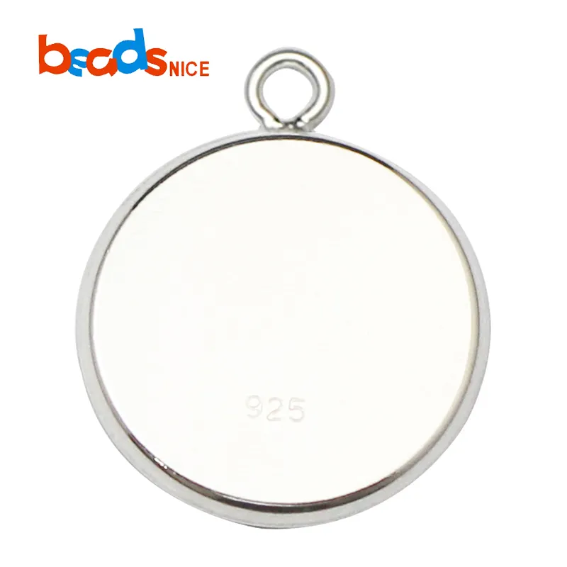 Beadsnice ชุดถาดจี้เงิน Cabochon,พร้อมแหวนบัดกรีสำหรับทำเครื่องประดับ ID27608