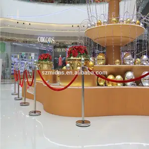 Gold Stanchions Red Rope Vip Barrier Rope Set Guidance Wedding Stanchion Post Set