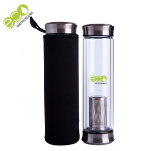 Promotionnel bpa livraison en cuir couvercle en forme d'oeuf double <span class=keywords><strong>mur</strong></span> en gros bouteilles en verre avec filtre à thé - Product Image 1