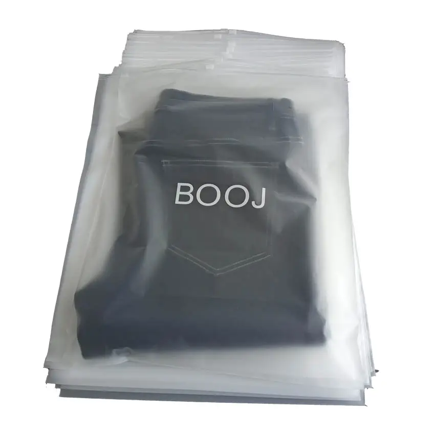 Custom design frosted zip lock slider plastic bag for t shirt apparel packaging