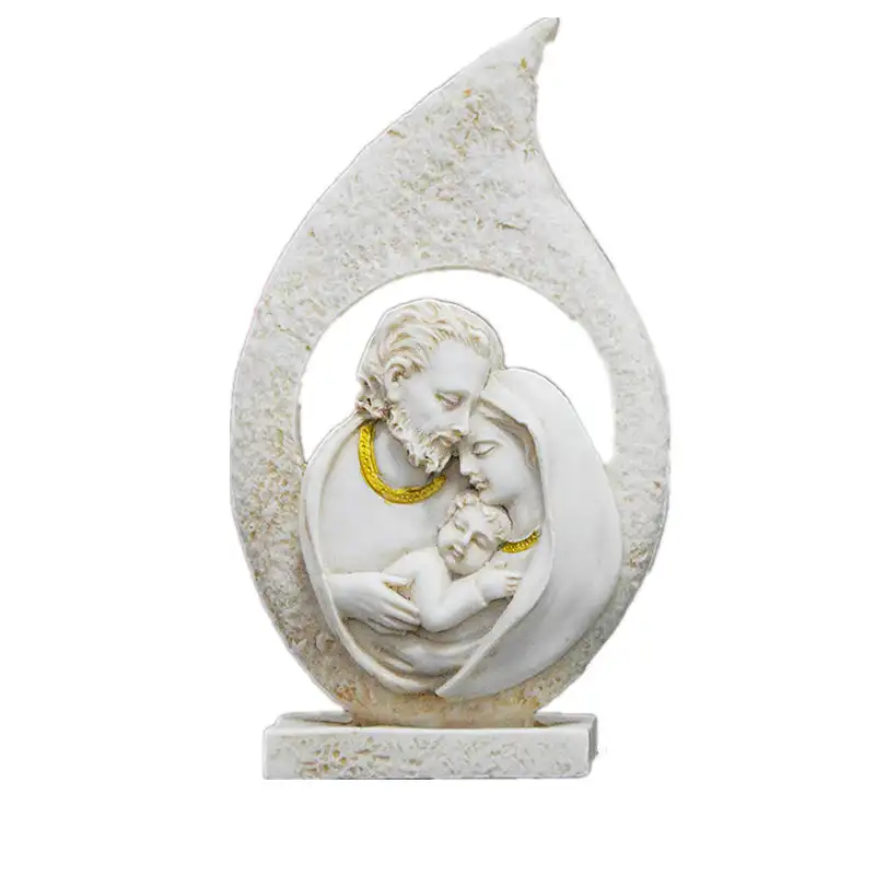 Beyaz mary ve bebek İsa heykeli masa dekoru