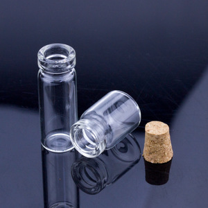 1ml, 3ml, 5ml ,10ml piccola mini fiala di vetro trasparente con coperchio in sughero, bottiglia dei desideri - Product Image 3