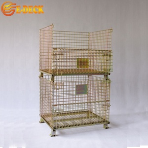 E-DECK cina heavy duty smontabile pieghevole maglia di filo di acciaio dolce in metallo impilabile carrello elevatore capannone industriale contenitore gabbia - Product Image 4