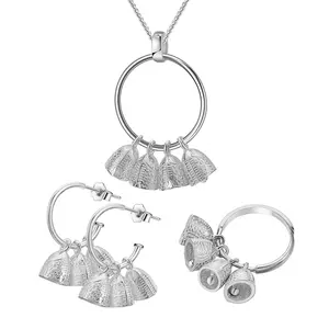 Vente en gros, ensemble Unique de bijoux en argent 925 ethnique Vintage en forme de cloche de poisson pour dames, cadeaux de noël 2023