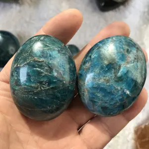 wholesale Natural Crystal Stone healing Blue Apatite Palm Stones for decoration