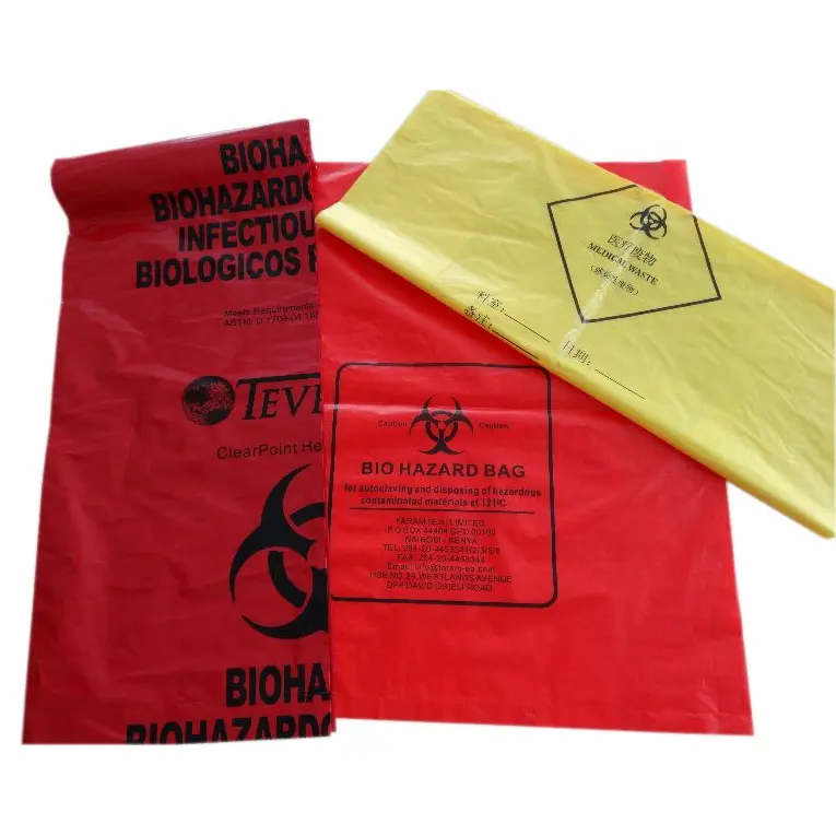 Kırmızı hastane sarı biohazard çanta çöp torbaları