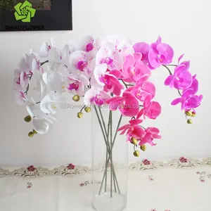 Flores de seda Artificial Silk orquídea Phalaenopsis 9 chefes Real toque de látex orquídea Phalaenopsis