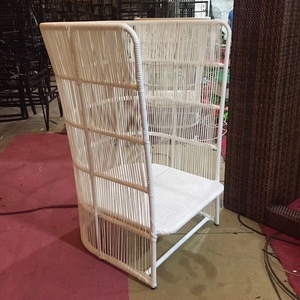 تصميم فريد من نوعه في الهواء الطلق الأسود والأبيض جولة الروطان الخوص حديقة الأثاث أريكة - Product Image 5