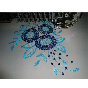 Machine de broderie industrielle à Double paillettes blanches et plates, avec 10 têtes