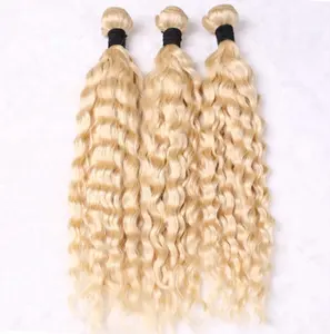 hd illusion wholesale 15 18 inches 613 blonde virgin brazilian cuticle aligned hair natural curly wave bundles for white woman