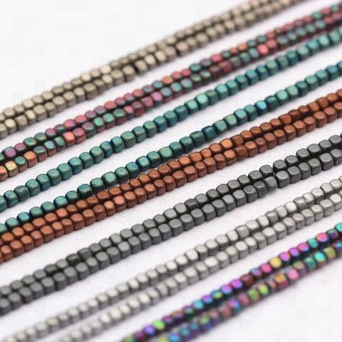 Customized Loose Small Tiny Round Square Gemstone Bead Strands Iron Ore Hematite Beads for Jewelry Making 2mm 3mm 4mm