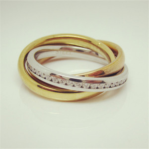 <span class=keywords><strong>Las</strong></span> nuevas mujeres Tri Color 3-en-1 banda 316L anillo de acero inoxidable conjunto - Product Image 1