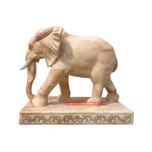 Outdoor stone Carved Garden gate Decor sculpture animal Marble Elephant Statue