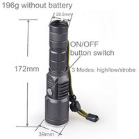 Lampe de poche USB Rechargeable à lumière Led, Zoomable, torche tactique, imperméable, torche