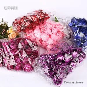 Factory Direct Supply PE Foam Rose Flower Head With Gold Dust