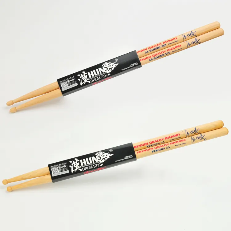 HUN Drum Sticks Custom Logo Signature Lacquer Finish Hickory drumsticks