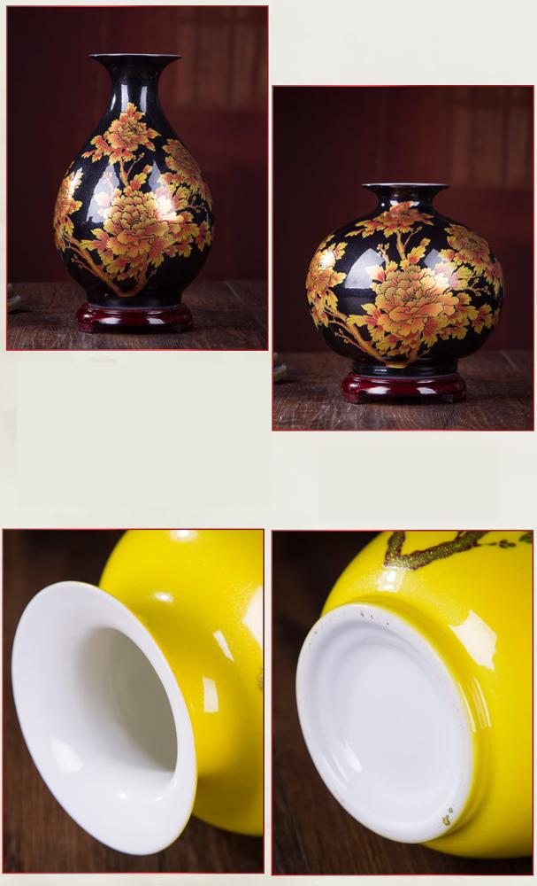 Piccolo Vaso In Ceramica Giallo Smaltato Fatto A Mano - Stile Vintage Cinese, Altezza 14 Cm, Per Fiori O Penne