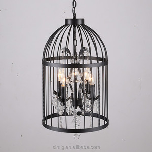 Simig aydınlatma amerikan retro yaratıcı kristal kuş kafesi demir kolye ışıkları salon için - Product Image 2