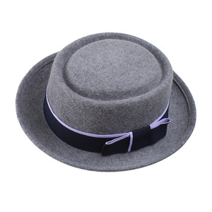 Fédora — chapeau en feutre, 100% laine noir, <span class=keywords><strong>porc</strong></span> Pie, haut plat, pour hommes et femmes, vente en gros - Product Image 1