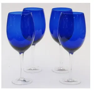Verre à vin en cristal de haute qualité sans plomb, verres à vin de couleur bleue, ustensiles en verre, porte-tasses